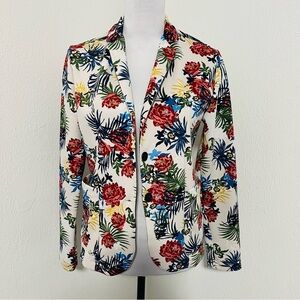FAVLUX Women’s Medium Multicolored Floral Print Two Button Blazer Blazer